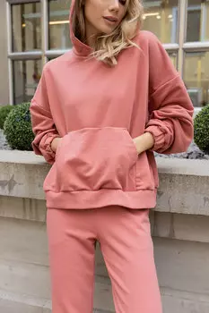 Худи свободное без начеса цвета гранат