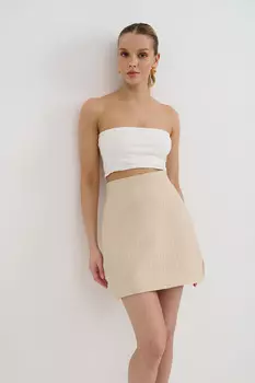Юбка мини со стежкой бежевого цвета