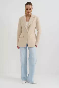 Приталенный жакет со стежкой бежевого цвета