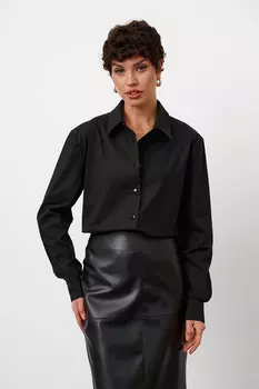 Свободная базовая рубашка из хлопка черного цвета