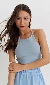 Топ с завязками сзади в цвете голубой туман