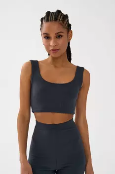 Топ в рубчик графитового цвета