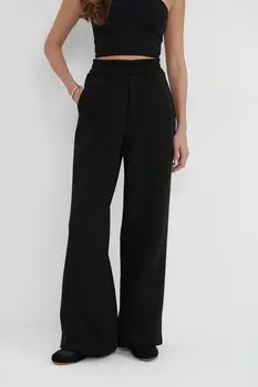 Утепленные брюки клеш черного цвета