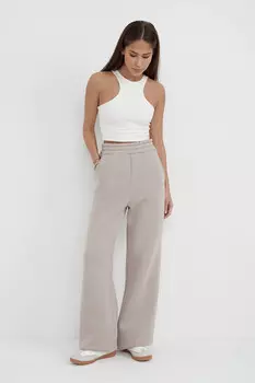 Утепленные брюки клеш цвета туман