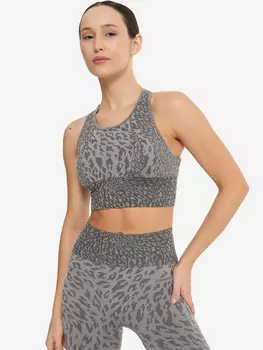 Топ бра спортивный HighFlow Yoga Seamless Longline, Серый