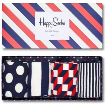 Набор носков Happy socks 4-Pack Classic Navy Socks Gift Set XBDO09