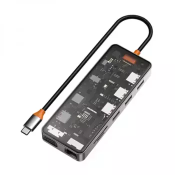 Адаптер Wiwu Cyber HUB USB-C 11 в 1 на 3xUSB 3.0/USB 2.0/SD/TF (2.0)/HDMI/RJ45/VGA/PD/Audio (CB011) (Gray)