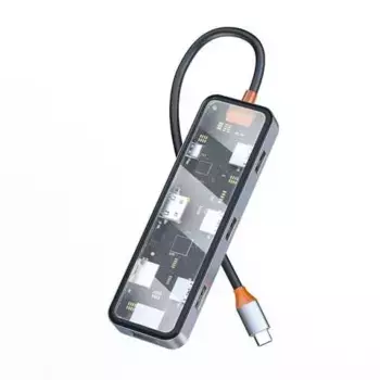 Адаптер Wiwu Cyber HUB USB-C 8 в 1 на 2xUSB 3.0/USB 2.0/SD/TF (3.0)/HDMI (4K30)/PD/RJ45 (CB008) (Gray)