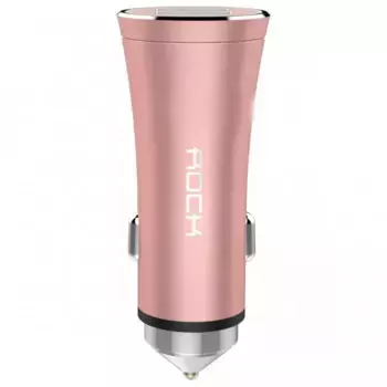 Автомобильный блок питания Rock H1 Car Charger with Hammer 2xUSB, 5V, 2,4A (общ.) (Rose Gold)