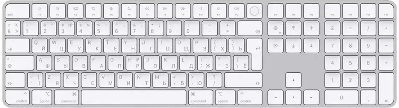 Беспроводная клавиатура Apple Magic Keyboard with Touch ID and Numeric Keypad русская (белый) (MK2C3)
