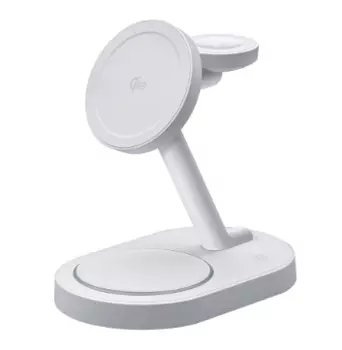 Беспроводное зарядное устройство Deppa MagSafe Qi2 NEO 3 в 1 (23167) для iPhone/Apple Watch/Airpods 23Вт/подсветка (белый)