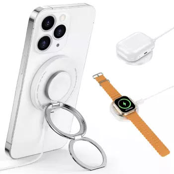 Беспроводное зарядное устройство WIWU Wireless Charger 3 в 1 15W для iPhone/Apple Watch/AirPods (Wi-W027) (белый)