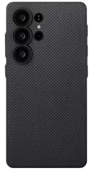 Чехол PITAKA PinButton Case для Samsung Galaxy S25 Ultra карбоновый (арамид) черно-серый шахматное плетение