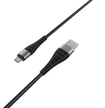 Кабель Borofone BX32 2,4A (USB) на (Micro-USB) 25см нейлоновая оплетка (черный)