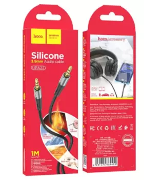Кабель Hoco UPA22 AUX Audio cable (3.5mm) на (3.5mm) 100см силиконовый (черный)