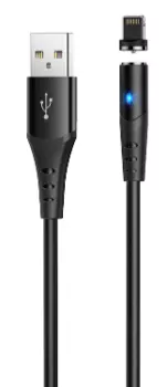 Кабель Hoco X60 2A Magnetic (USB) на (Lightning) 100см силиконовый (черный)