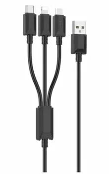 Кабель Hoco X75 (USB) 3 в 1 Lightning/Micro USB/Type-C 100см 2.0A (черный)