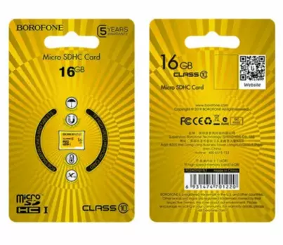 Карта памяти Borofone microSDHC 16GB Class10 UHS-I (U1) 85 MB/s V10 (1/100)