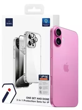 Комплект защиты 3 в 1 Wiwu (WI-IP001) для Apple iPhone 16 (чехол/стекло/стекло для камеры)