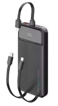 Внешний аккумулятор Deppa NRG Turbo V4C 10000mAh 22.5W/LED дисплей (33688) (черный)