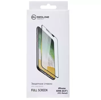 Защитное стекло Red Line (Full Glue) 3D для iPhone X/Xs (белая рамка)