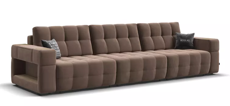 Диван BOSS.XO MAX велюр Monolit мокко / WOOD Smok