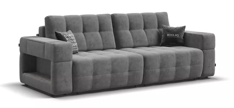 Диван BOSS.XO Велюр Royal стоун / WOOD Rock