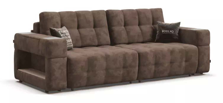 Диван BOSS.XO велюр Alkantara шоколад / WOOD Real
