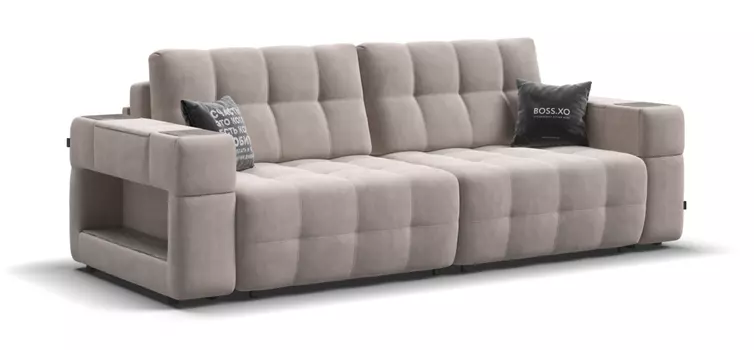 Диван BOSS.XO велюр Monolit латте/ WOOD Snow