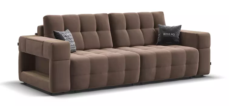 Диван BOSS.XO велюр Monolit мокко / WOOD Smok