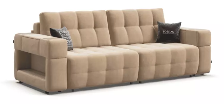 Диван BOSS.XO велюр Monolit санд / WOOD Real
