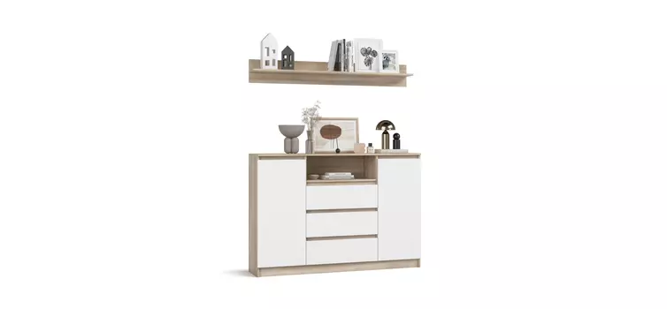 Гостиная Сплит-140-2 Белый снег фасад, Сонома