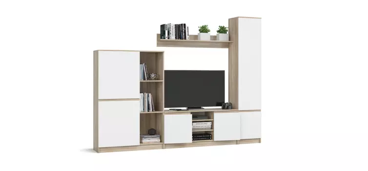 Гостиная Сплит 255-2 Белый снег фасад, Сонома