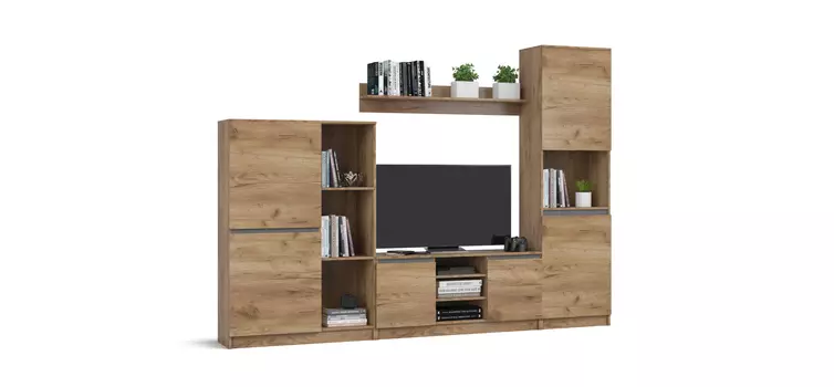 Гостиная Сплит-270 Дуб Крафт табачный, Серый графит