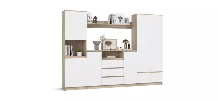 Гостиная Сплит 275-3 Белый снег фасад, Сонома