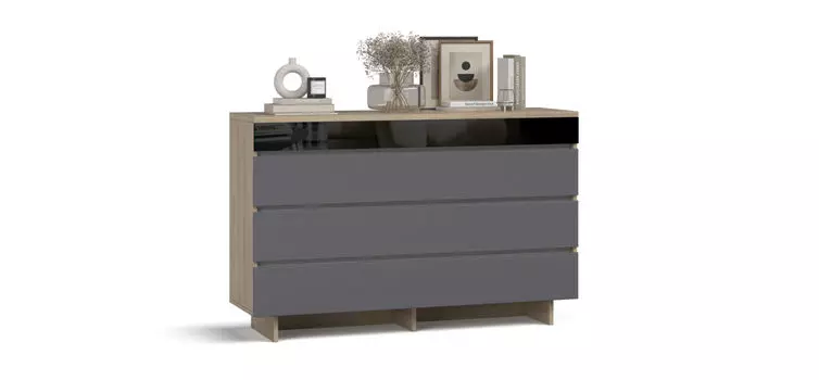 Комод BOSS QUADRO 120 Дуб Денвер Трюфель, Графит софт