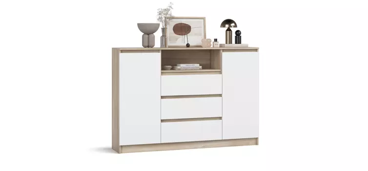 Комод Сплит 140 Белый снег фасад, Сонома