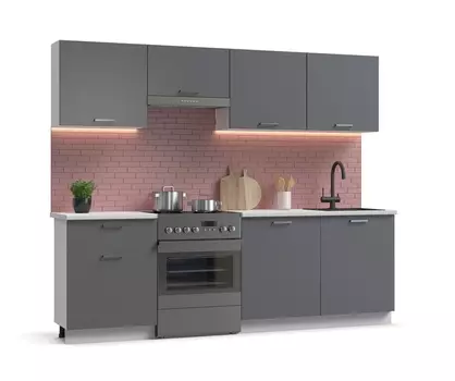 Кухонный гарнитур Люкс-240 Серый графит