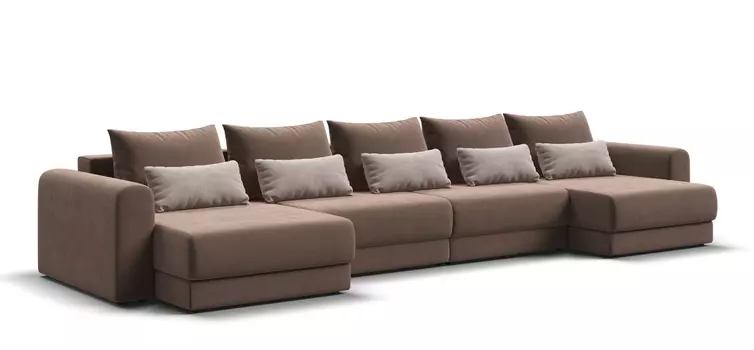 Модульный п-образный диван РИЧМОНД MODOOL Велюр Monolit мокко