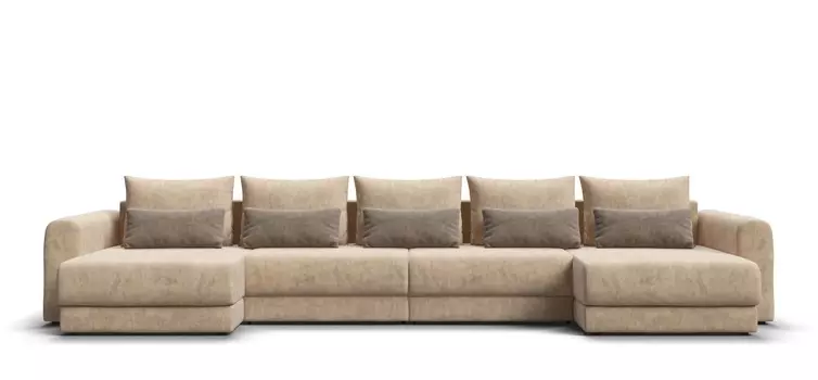 Модульный п-образный диван РИЧМОНД MODOOL Велюр Роял шампань