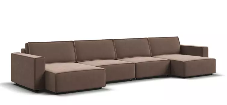 П-образный диван BOSS SOFT MODOOL велюр Monolit мокко