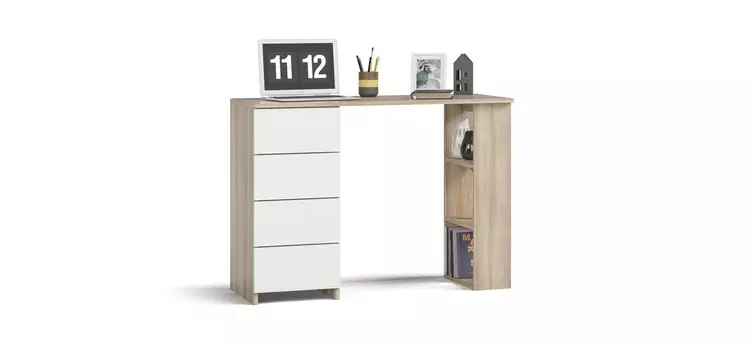 Стол письменный СИМПЛ Сонома + Белый снег