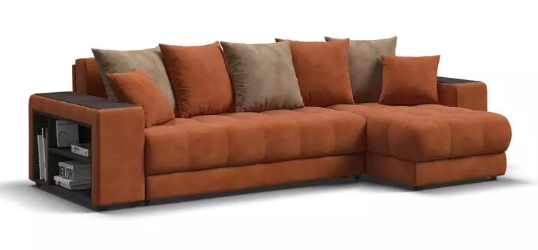 Угловой диван BOSS Rich XL SE велюр Alkantara оранж