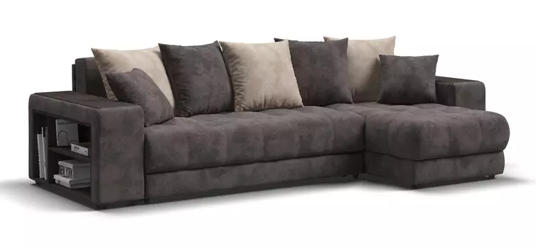 Угловой диван BOSS Rich XL SE велюр Alkantara серый