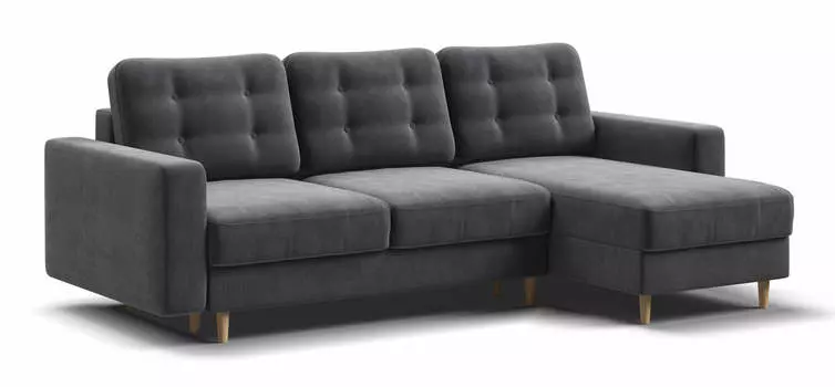 Угловой диван BOSS SKANDY SE велюр Monolit серый