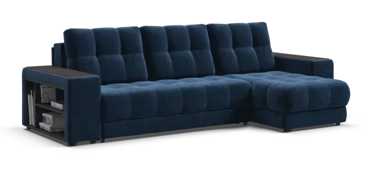 Угловой диван BOSS 3.0 XL велюр Monolit синий
