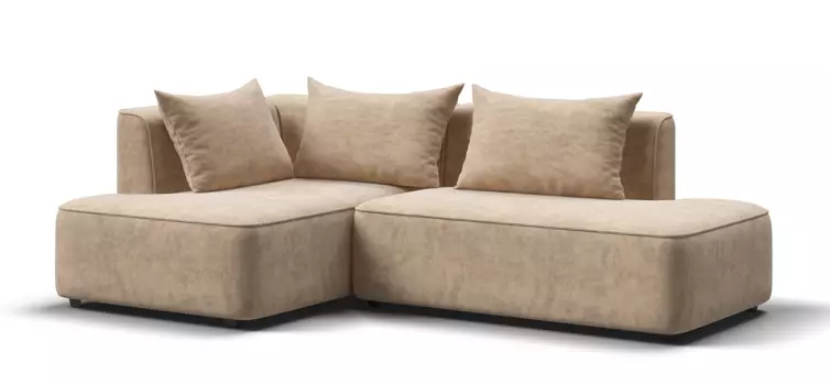 Угловой диван левый KING TWIN Велюр Роял шампань