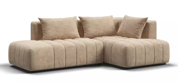 Угловой диван правый Босс Твин Велюр Роял шампань