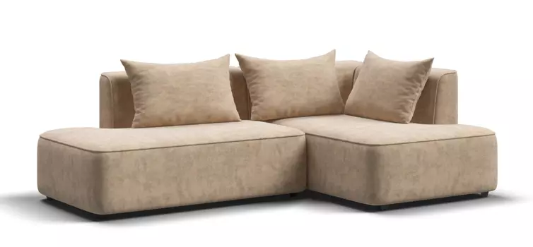 Угловой диван правый KING TWIN Велюр Роял шампань