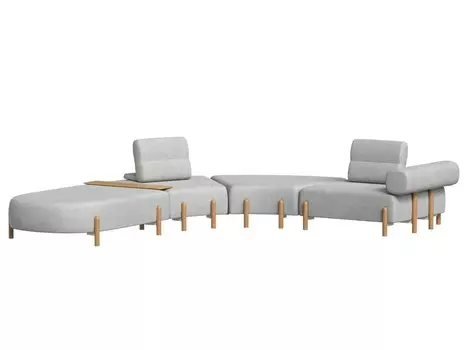 Диван модульный Альди-5 Textile Silver